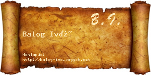 Balog Ivó névjegykártya