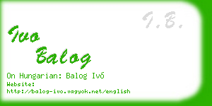ivo balog business card